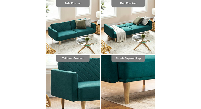 Versatile 3 Seater Sofa Cum Bed in Pink Color (Blue) by Urban Ladder - Front View Design 1 - 895602