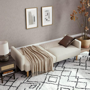 Folding Mattress Sofa Design Versatile 3 Seater Fold Out Sofa cum Bed In Cream Colour