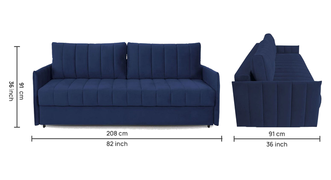 Sarena 3 Seater Fold Out Sofa Cum Bed In Navy Blue Colour (Blue) by Urban Ladder - Design 1 Full View - 895641