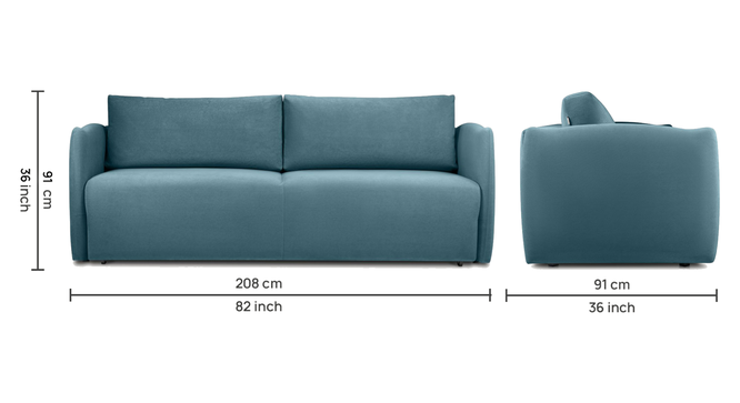 Vantella 3 Seater Fold Out Sofa Cum Bed In T Blue  Colour (Blue) by Urban Ladder - Design 1 Full View - 895645