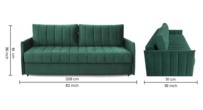 Sarena 3 Seater Fold Out Sofa Cum Bed In Navy Blue Colour (Green) by Urban Ladder - Design 1 Full View - 895712