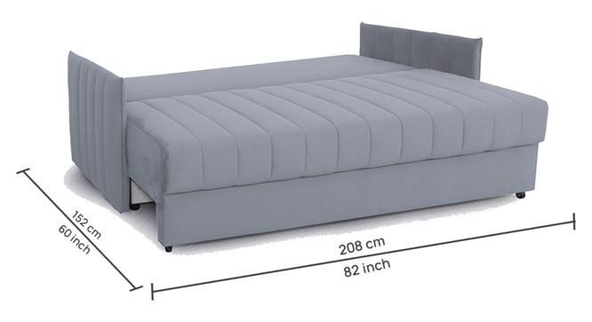 Sarena 3 Seater Fold Out Sofa Cum Bed In Navy Blue Colour (Grey) by Urban Ladder - Front View Design 1 - 895719