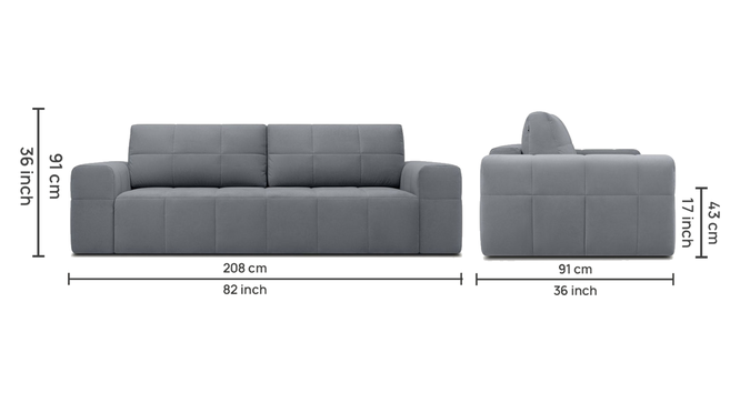 Riyab 3 Seater Fold Out Sofa Cum Bed In Nav Blue  Colour (Grey) by Urban Ladder - Design 1 Full View - 895766