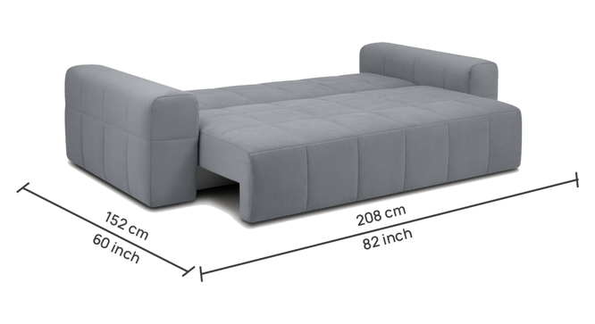 Riyab 3 Seater Fold Out Sofa Cum Bed In Nav Blue  Colour (Grey) by Urban Ladder - Front View Design 1 - 895774