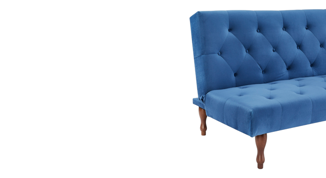 Novel 3 Seater Sofa Cum Bed in Green Color (Blue) by Urban Ladder - Front View Design 1 - 895879
