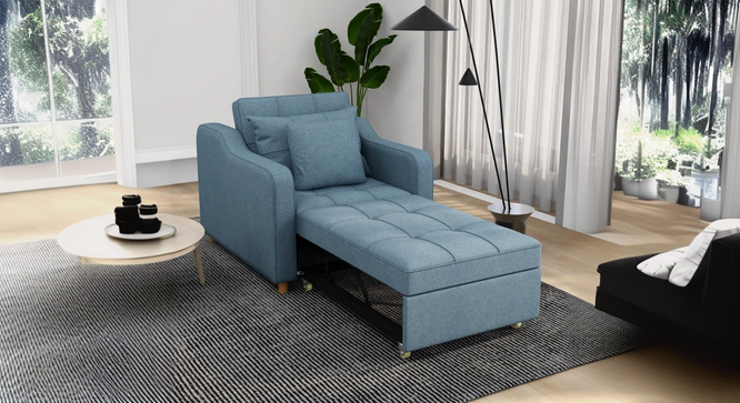 Alysha 1 Seater Sofa Cum Bed in Yellow Color (Blue) by Urban Ladder - Design 1 Full View - 896111