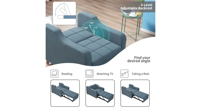 Alysha 1 Seater Sofa Cum Bed in Yellow Color (Blue) by Urban Ladder - Design 1 Side View - 896138