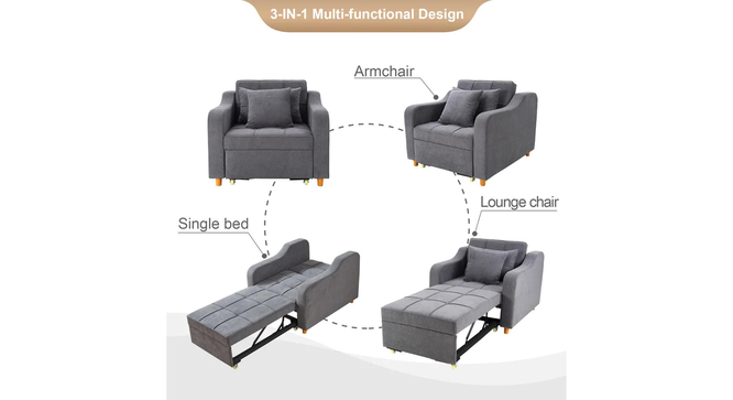 Alysha 1 Seater Sofa Cum Bed in Yellow Color (Grey) by Urban Ladder - Design 1 Side View - 896139