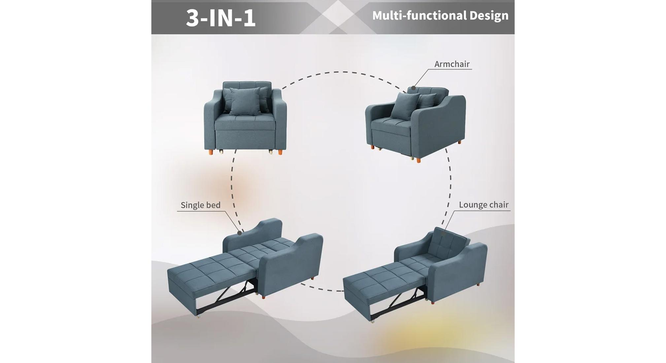 Alysha 1 Seater Sofa Cum Bed in Yellow Color (Blue) by Urban Ladder - Ground View Design 1 - 896143