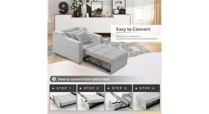 Alysha 1 Seater Sofa Cum Bed in Yellow Color (Grey) by Urban Ladder - Ground View Design 1 - 896145