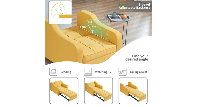Alysha 1 Seater Sofa Cum Bed in Yellow Color (Yellow) by Urban Ladder - Ground View Design 1 - 896146