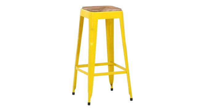 Java Metal Bar Stool Wooden Seat ( Yellow ) (Yellow Finish) by Urban Ladder - Design 1 Full View - 896187