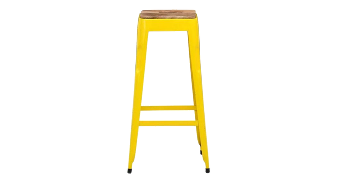 Java Metal Bar Stool Wooden Seat ( Yellow ) (Yellow Finish) by Urban Ladder - Front View Design 1 - 896192