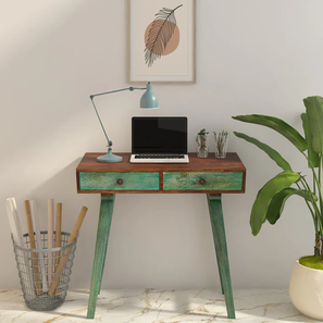 Noya Solid Wood Study Table in Green Finish-image-0