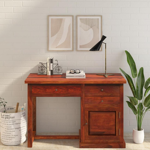 Alora Solid Wood Study Table in Brown Finish-image-36