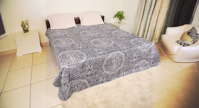 Gilmour Black Fabric Bedsheet (Black, Double Size) by Urban Ladder - Ground View Design 1 - 897183
