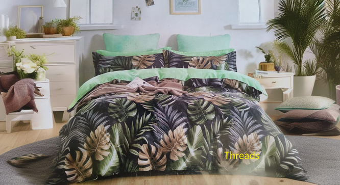 Wollman Black Fabric  Bedsheet (Black, Double Size) by Urban Ladder - Ground View Design 1 - 897210
