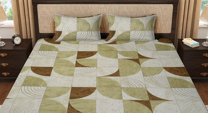 Ditsy_Polka   Multicolour Geometric 400 TC Pure Cotton Fitted Super King Double Bedsheet with 2 Pillow covers (Double Size, Multi) by Urban Ladder - Design 1 Full View - 897318
