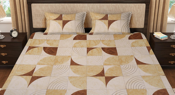 Conan   Multicolour Geometric 400 TC Pure Cotton Fitted Super King Double Bedsheet with 2 Pillow covers (Double Size, Multi) by Urban Ladder - Design 1 Full View - 897319