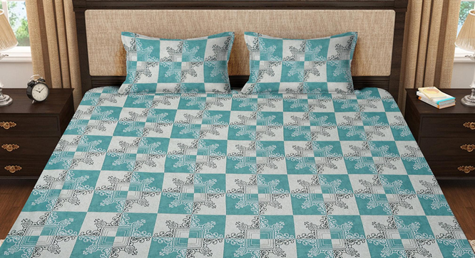 Penelope   Multicolour Floral 400 TC Pure Cotton Fitted Super King Double Bedsheet with 2 Pillow covers (Double Size, Multi) by Urban Ladder - Design 1 Full View - 897345