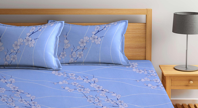Dorian   Multicolour Floral 400 TC Pure Cotton Fitted Double Bedsheet with 2 Pillow Covers (King Size, Multi) by Urban Ladder - Design 1 Full View - 897411