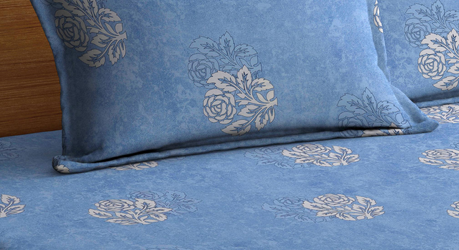 Athens   Blue Floral 400 TC Pure Cotton Fitted Double Bedsheet with 2 Pillow Covers (Turquoise, King Size) by Urban Ladder - - 