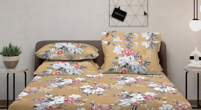 Felix   Multicolour Floral 300 TC Cotton Blend Fitted Double Bedsheet with 4 Pillow Covers (King Size, Multi) by Urban Ladder - Design 1 Full View - 897573