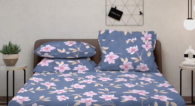 Audrey   Multicolour Floral 300 TC Cotton Blend Fitted Double Bedsheet with 4 Pillow Covers (King Size, Multi) by Urban Ladder - Design 1 Full View - 897597