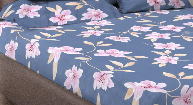 Audrey   Multicolour Floral 300 TC Cotton Blend Fitted Double Bedsheet with 4 Pillow Covers (King Size, Multi) by Urban Ladder - - 
