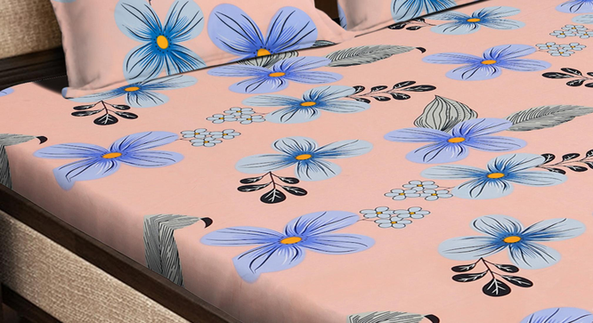 Celestin   Multicolour Floral 300 TC Cotton Blend Fitted Super King Double Bedsheet with 2 Pillow covers (Double Size, Multi) by Urban Ladder - - 