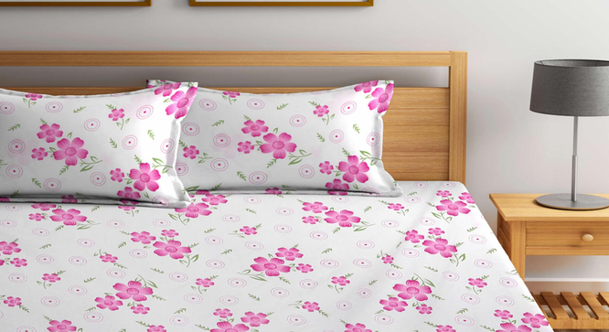 Darby   Multicolour Floral 300 TC Cotton Blend Fitted Double Bedsheet with 2 Pillow Covers (King Size, Multi) by Urban Ladder - Design 1 Full View - 897720
