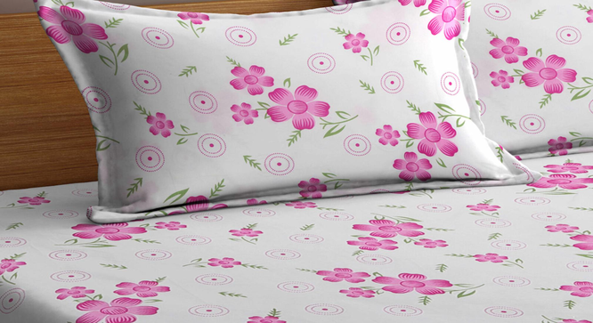 Darby   Multicolour Floral 300 TC Cotton Blend Fitted Double Bedsheet with 2 Pillow Covers (King Size, Multi) by Urban Ladder - - 