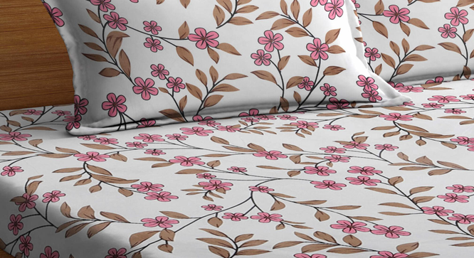 Honeycomb   Multicolour Floral 300 TC Cotton Blend Fitted Double Bedsheet with 2 Pillow Covers (King Size, Multi) by Urban Ladder - - 