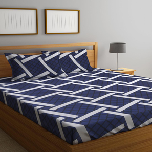 Bedspreads Design Sky Blue TC Cotton Blend King Size Bedsheet