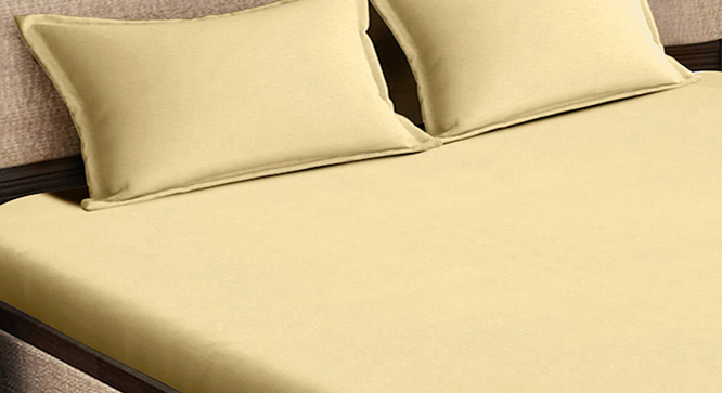 Dona   Yellow Abstract 300 TC Cotton Blend Fitted Double Bedsheet with 2 Pillow covers (Grey, King Size) by Urban Ladder - - 