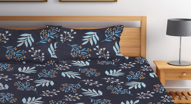 Charlotte   Multicolour Floral 300 TC Cotton Blend Fitted Double Bedsheet with 2 Pillow covers (King Size, Multi) by Urban Ladder - Design 1 Full View - 898048