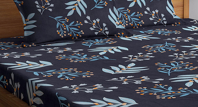 Charlotte   Multicolour Floral 300 TC Cotton Blend Fitted Double Bedsheet with 2 Pillow covers (King Size, Multi) by Urban Ladder - - 