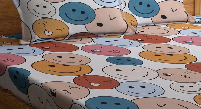 Syracuse   Multi Cartoon Characters 300 TC Cotton Blend Fitted Double Bedsheet with 2 Pillow Covers (King Size, Multi) by Urban Ladder - - 