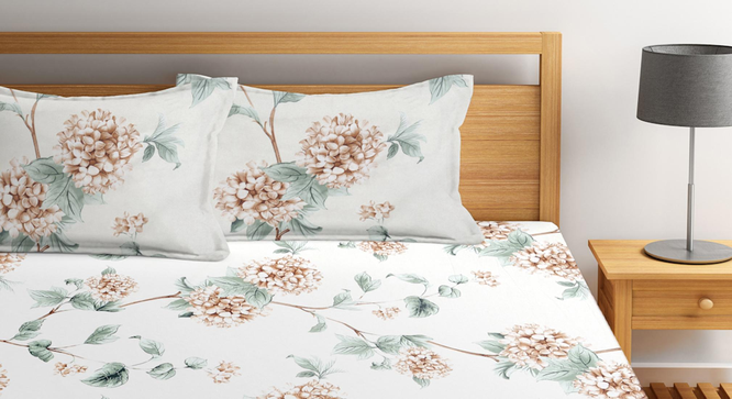 Sawyer   Multi Floral 300 TC Cotton Blend Fitted Double Bedsheet with 2 Pillow Covers (King Size, Multi) by Urban Ladder - Design 1 Full View - 898123