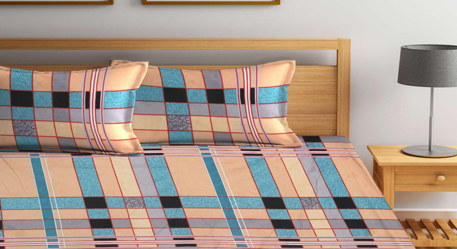 Anton   Multi Striped 300 TC Cotton Blend Fitted Double Bedsheet with 2 Pillow Covers (King Size, Multi) by Urban Ladder - Design 1 Full View - 898195