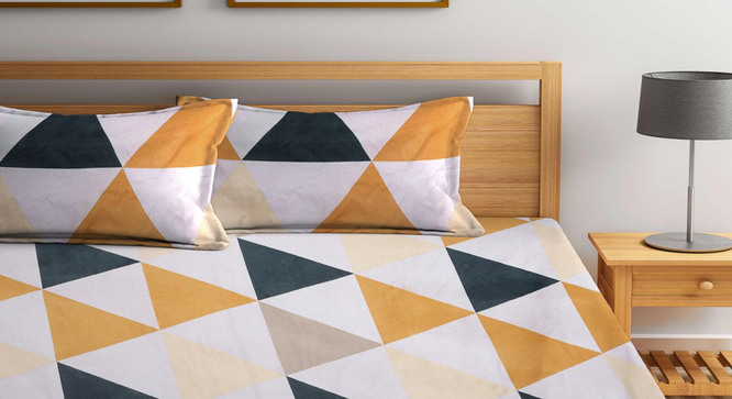 Zeile   Multi Geometric 300 TC Cotton Blend Fitted Super King Double Bedsheet with 2 Pillow covers (Double Size, Multi) by Urban Ladder - Design 1 Full View - 898397