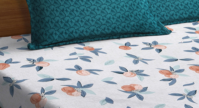 Ovolo   Multi Floral 300 TC Cotton Blend Fitted Super King Double Bedsheet with 2 Pillow covers (Double Size, Multi) by Urban Ladder - - 