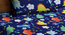 Karu   Kids Blue Cartoon Characters Cotton Blend 300 TC Fitted Double Bedsheet with 2 Pillow covers (King Size, Multi) by Urban Ladder - - 