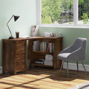 Corner table store with shelves