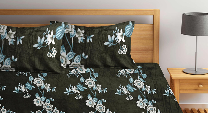 Waverley   Olive Printed Woolen Double Bed Sheet with 2 Pillow Covers (Cream, King Size) by Urban Ladder - Design 1 Full View - 898771