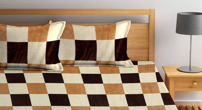 Darrah   Cream Printed Woolen Double Bed Sheet with 2 Pillow Covers (Blue, King Size) by Urban Ladder - Design 1 Full View - 898772