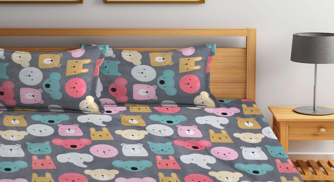 Mario   Multicolour Cartoon Characters 300 TC Cotton Blend Double Bedsheet with 2 Pillow Covers (King Size, Multi) by Urban Ladder - - 