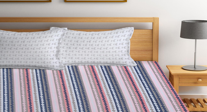 Olyn   Multicolour Abstract 300 TC Cotton Blend Double Bedsheet with 2 Pillow Covers (King Size, Multi) by Urban Ladder - Design 1 Full View - 898917