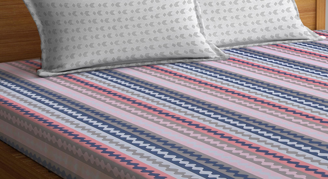 Olyn   Multicolour Abstract 300 TC Cotton Blend Double Bedsheet with 2 Pillow Covers (King Size, Multi) by Urban Ladder - - 