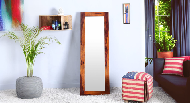 tolstoy solid wood standing mirror in  honey oak colour (Honey Oak) by Urban Ladder - - 